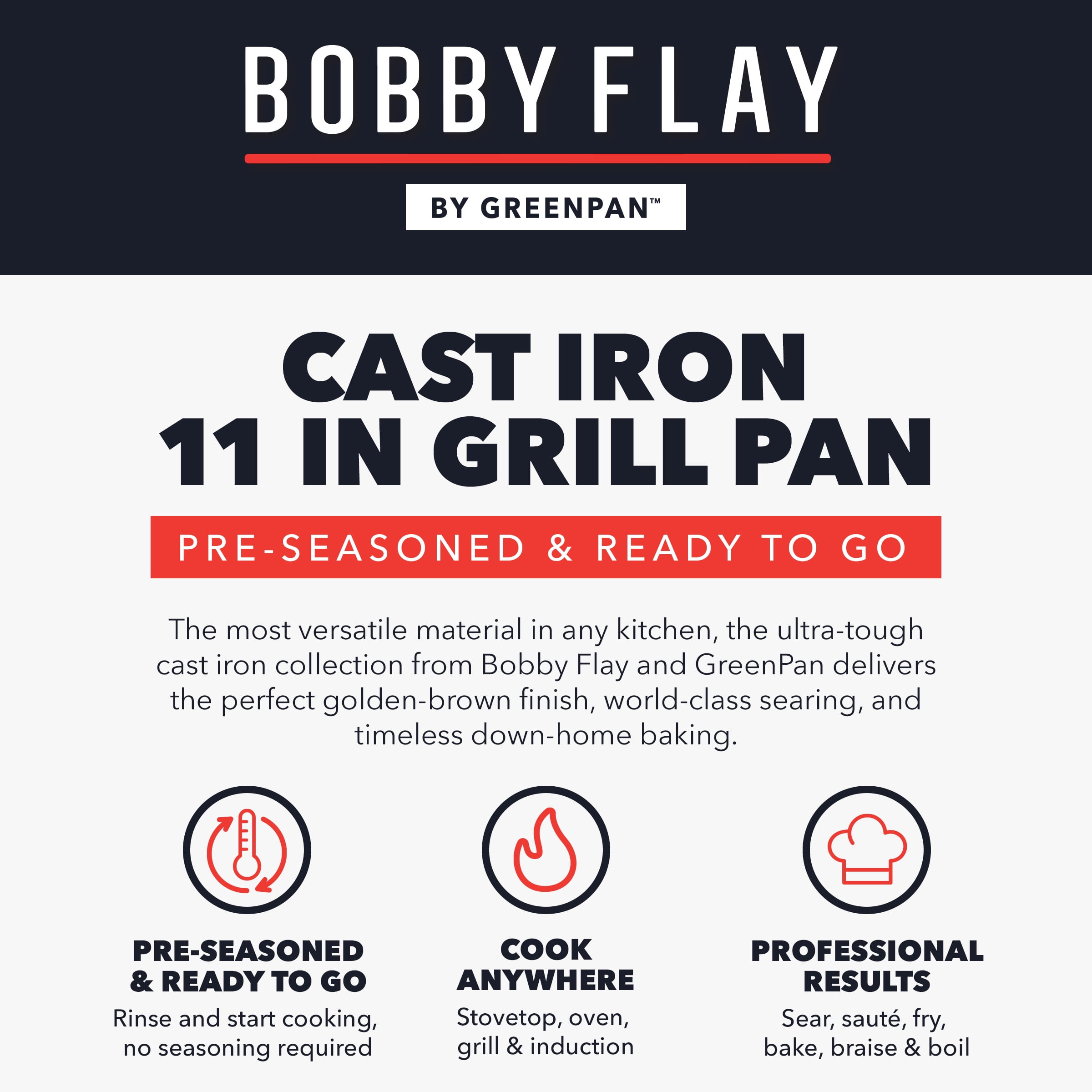 GreenPan Bobby Flay Aluminum Ceramic Nonstick 12-Piece Cookware Set, Cream White