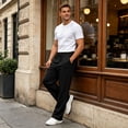 thumbnail image 5 of Mens Sweatpants Lightweight Open Bottom Sweat Pants Straight Leg Gym Sweatpants Lounge Pants with Pockets, 5 of 9