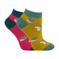thumbnail image 1 of 2 Pairs Ladies Bamboo Trainer Socks | Miss Sparrow | Breathable Novelty Animal Patterns Socks, 1 of 2