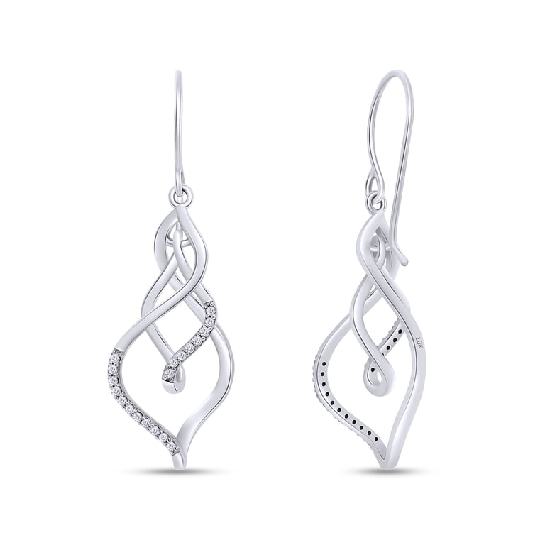 AFFY White Natural Diamond Triple Flame Drop Earrings in 10k White