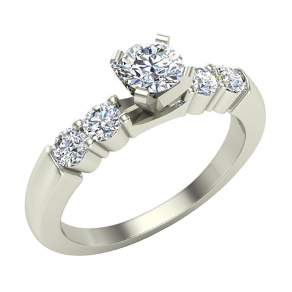 Diamond Engagement Ring for Women Shoulder Accent 0.75 CT 14K White Gold (G,I1)