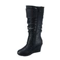 thumbnail image 3 of Women's Fashion Zip Knee High Boots Casual Wedge Heel Winter Shoes ( Black, 6.5), 3 of 5