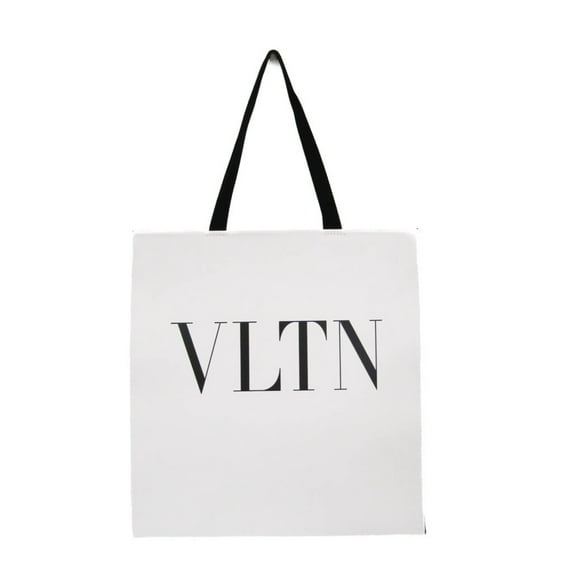 Pre-Owned Valentino Garavani VLTN Shopper Type Women,Men Leather Tote Bag Black,White (Good)