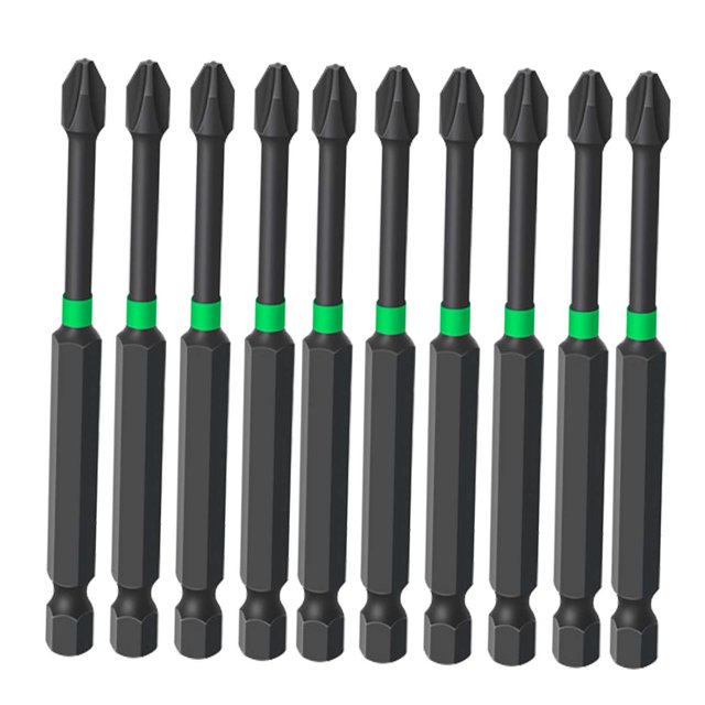 Juego de puntas de destornillador magnético de 10 piezas Vástago hexagonal de 1/4 "(6,35 mm) para electrodomésticos 90 mm Sharpla Broca de impacto
