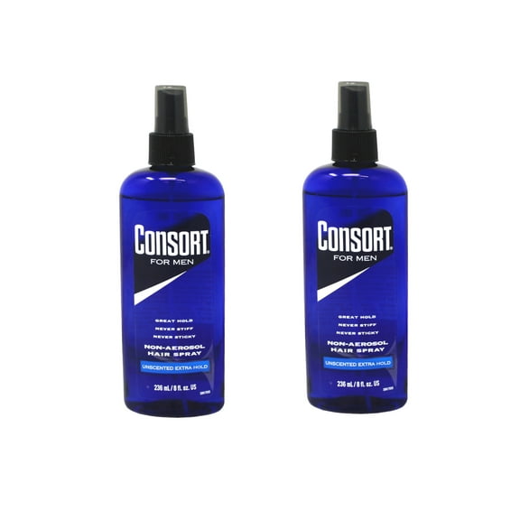 2 Pack of Consort Hair Spray, Unscented Extra Hold 8 Ounce