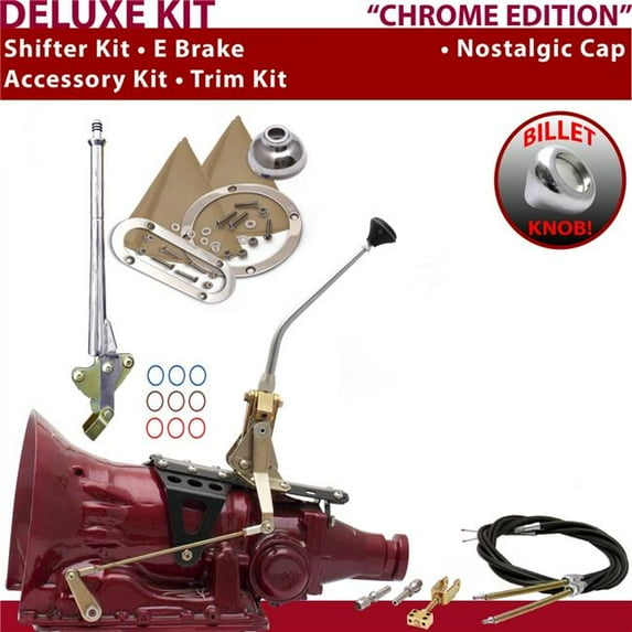 American Shifter TH350 Shifter Kit Chrome 10 in. E Brake Cable Trim Kit for EFA36