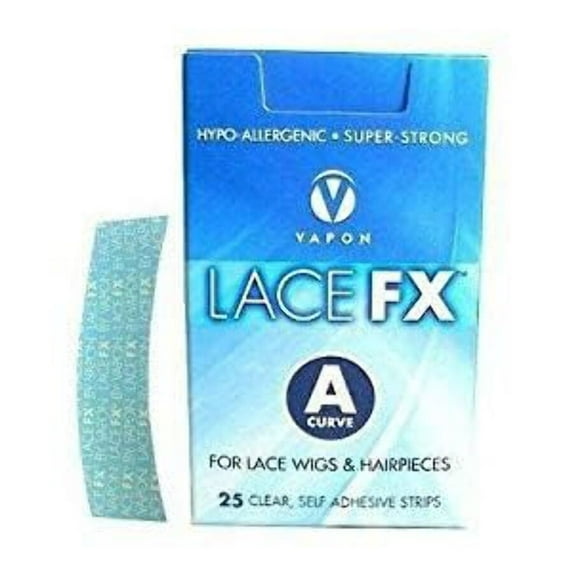 Vapon Lace Fx "A Curve" Adhesive Strips for Lace Wigs & Hairpieces, 25 Count