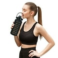 thumbnail image 4 of Clearance! 64oz,100oz,128oz Large Motivational Water Bottle with Time Marker, Leakproof & BPA Free Big Water Bottle with Straw & Handle Frosted Water Jug for Gym,Fitness,Outdoor Sports Black, 4 of 6