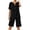 Black, variant on Women Summer Outfits Women's Fashion Two Piece Set Casual Streetwear Outfit V Neck Blouse with Wide Leg Trousers and Pockets