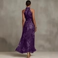 thumbnail image 2 of BODOAO Maxi Dresses for Women Floral Halter Neck Sleeveless Chiffon Pleated Long Dress, Flowy Summer Wedding Guest Outfit for Beach Vacation and Special Events Purple 3XL, 2 of 7