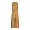 thumbnail image 5 of Axiiglly Jumpsuits for Women V Neck Adjustable Waist Slim Flowy Boho Rompers Cotton Linen Plus Size Summer Lounge Beach One Piece Overalls, S-3XL, 5 of 6