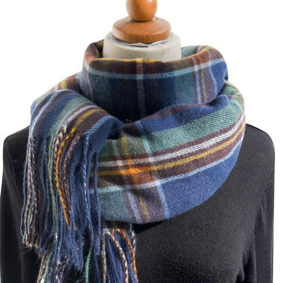 Gubotare Women's Plaid Scarf - Ultra Soft, Warm Winter Wrap with Classic Checkered Hat And Gloves for Women (Blue,One Size)