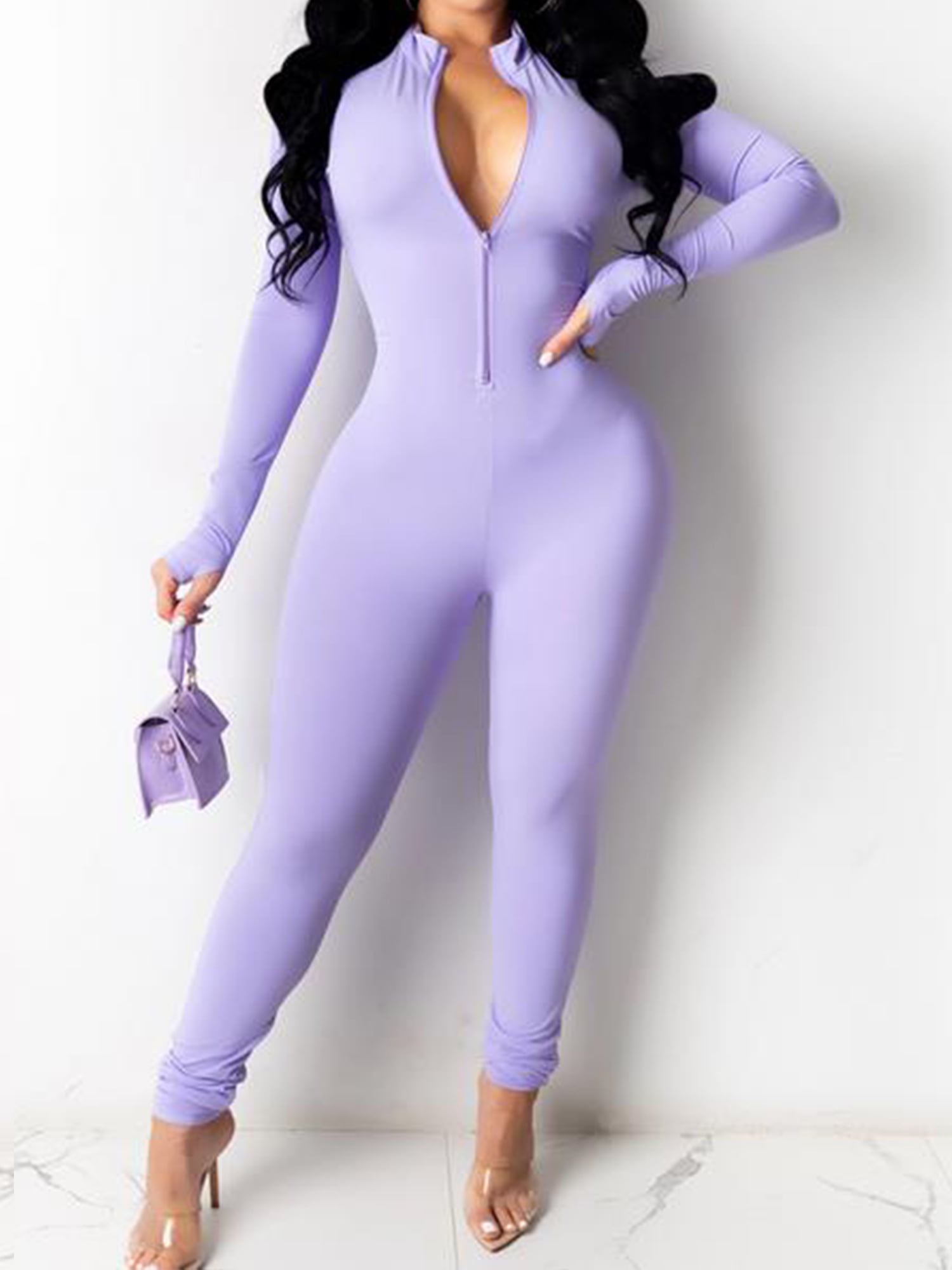 Purple Wideleg Jumpsuit Short Sleeve Wrapover Front | You + All