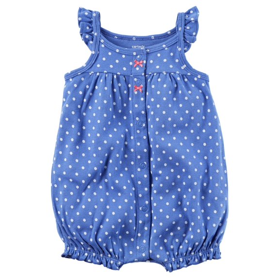 Carters Baby Girls Snap-Up Cotton Romper Crab Butt Blue