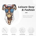thumbnail image 4 of Saiise Pyjama à Motif Girafe Américaine pour Femmes, Manches Courtes, Col Rond, Justaucorps Extensible avec Fermeture à Pression-TTG, 4 of 7