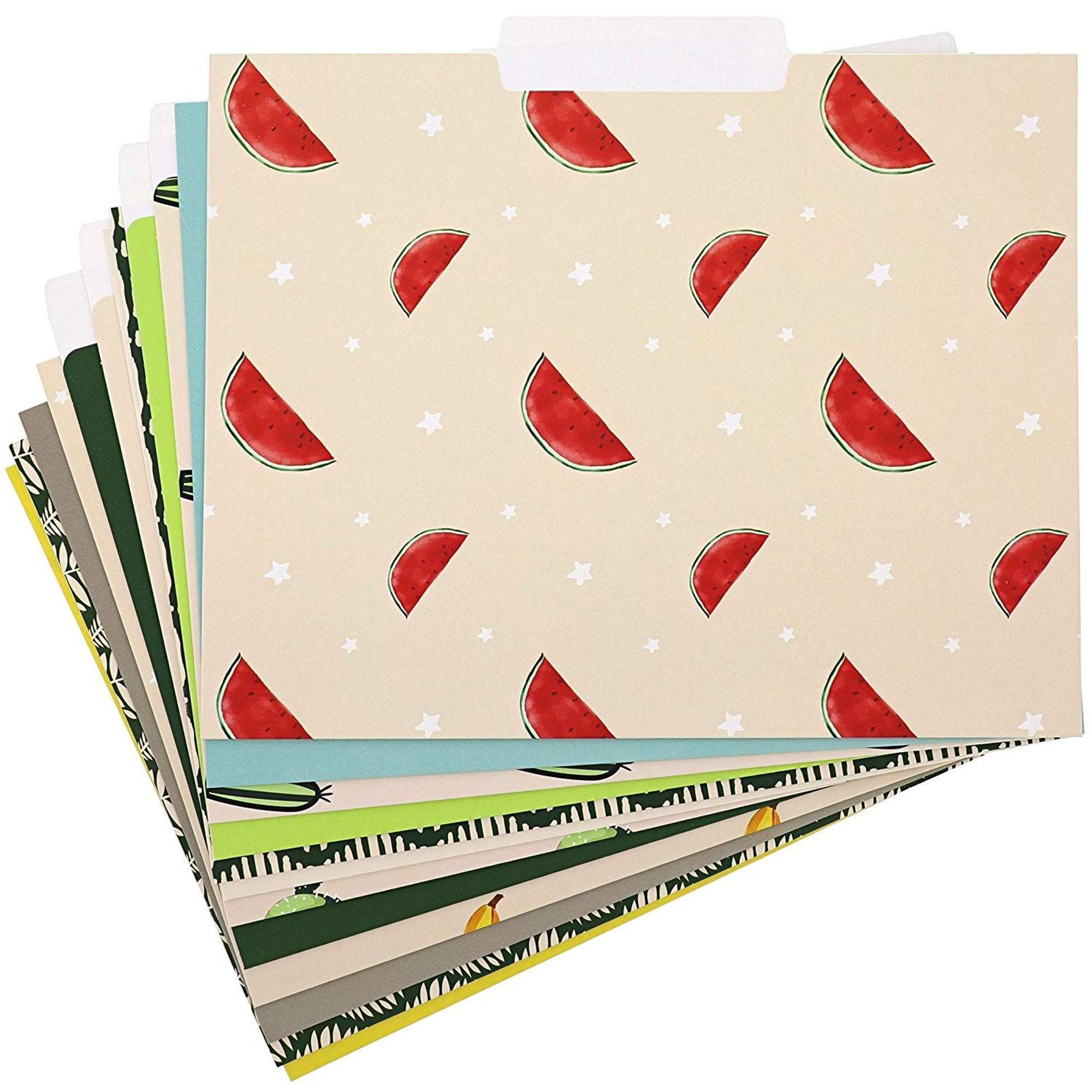 Juvale 12 Count Decorative File Folders, Fruit and Boho