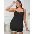thumbnail image 3 of SHOWMALL Women Plus Cami Pajama Set Sleepwear Black 4X Lace Trim Short 2 Pieces PJ Set Soft Loungewear, 3 of 7