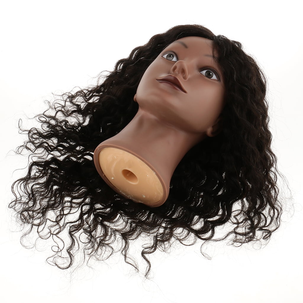 Dualoai Afro Mannequin Head African American with Human Hair Hairdresser Training