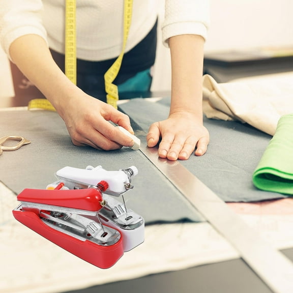 LEORX 2Set Handheld Sewing Machine Compact Red White Portable Sewing Crafting For Mothers Girls Teens Friends Family