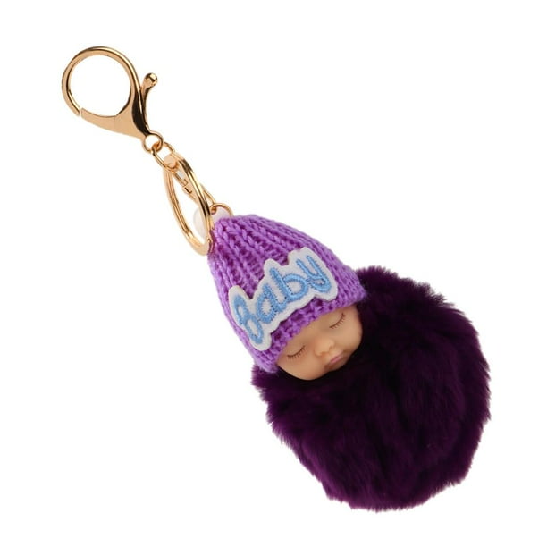 Dormir bebé muñeco de peluche llavero colgante decoración Unisex Púrpura