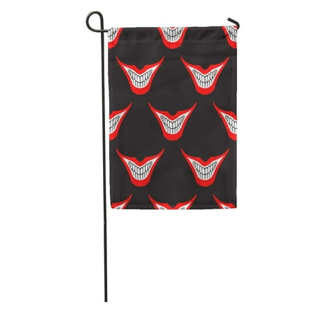 SIDONKU Evil Clown Playing Joker Smile Pattern Creepy Spooky Scary Smiles Garden Flag Decorative Flag House Banner 28x40 inch