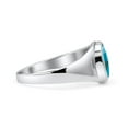 thumbnail image 2 of Petite Dainty Statement Fashion Oval Turquoise Ring Band 925 Sterling Silver Size 5, 2 of 5
