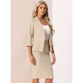 thumbnail image 4 of DARING DIVA Women's 2 Pcs Collarless Blazer Pencil Skirt Suit Set S Khaki, 4 of 6