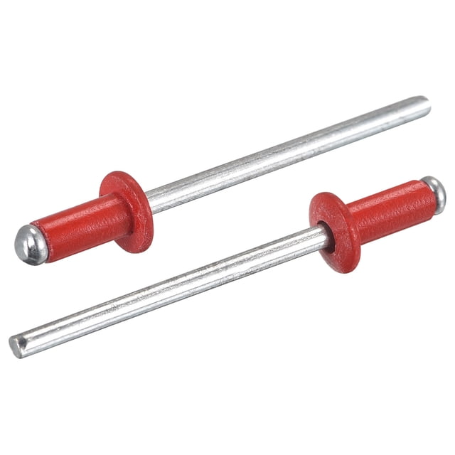 Ciegos Remaches, 3,2mm x 7mm Aluminio Abierto Extremo Plano Redonda Cabeza Remache para Unir Metal Placa Cuero, Rojo 400uds