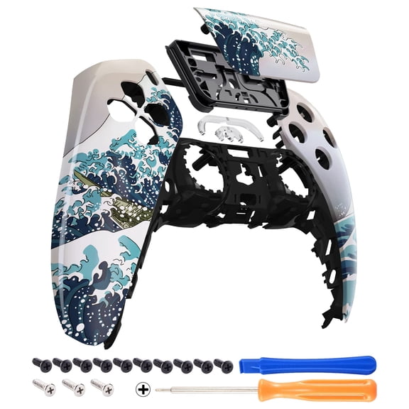 Carcasa Frontal para Controlador PS5 eXtremeRate The Great Wave Touchpad