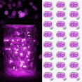 thumbnail image 1 of czcpp-24 Pack LED Fairy Lights Battery Operated String Lights Waterproof Silver Wire, 7 ft 20 LED Firefly Starry Moon Lights Mason Jar Lights for Valentine's Day Wedding Party Bedroom Christmas Pink, 1 of 4