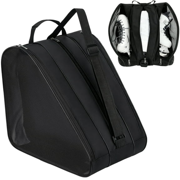 cyrico Roller Skate Bag, Large Capacity Oxford Cloth Ice Skating Bag with Breathable Mesh, Side Pockets & Adjustable Shoulder Strap for Ice Skates, Quad Skates, Inline Skates