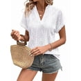 thumbnail image 3 of Women'S Summer Tops Casual V-Neck Cap Sleeve Shirt Light Crochet Textured Vest Shirt White XXL, 3 of 8