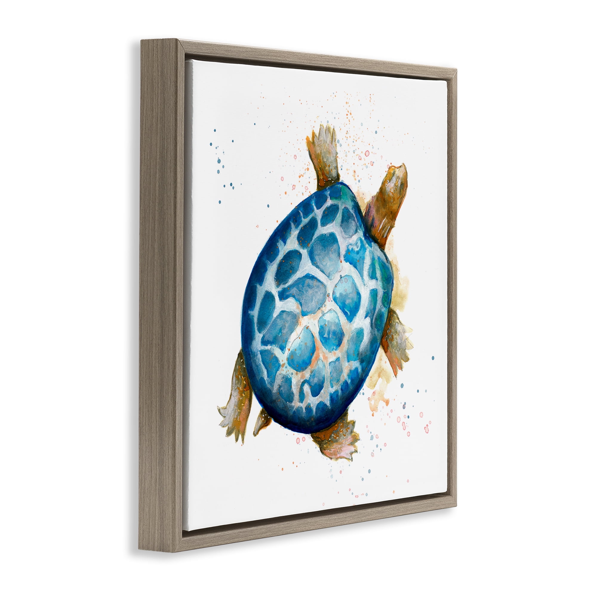 Stupell Industries Modern Speckled Turtle Animals & Insects Painting Brown Floater Framed Canvas Art Print Wall Art, 25 x 25