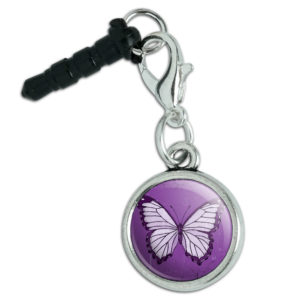 Butterfly Artsy Purple Mobile Cell Phone Jack AntiDust Charm