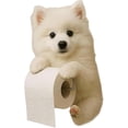 thumbnail image 1 of Porte-papier Hygiénique pour Chien, Porte-Rouleau de Toilette en Résine 3D pour Chiot, Organisateur Réaliste de Serviettes pour Rouleaux Standard, Mignon Distributeur de Mouchoirs Mural en Samoyède avec Étagère de Rangement, pour Déco de Cuisine et Salle de Bain, 1 of 8