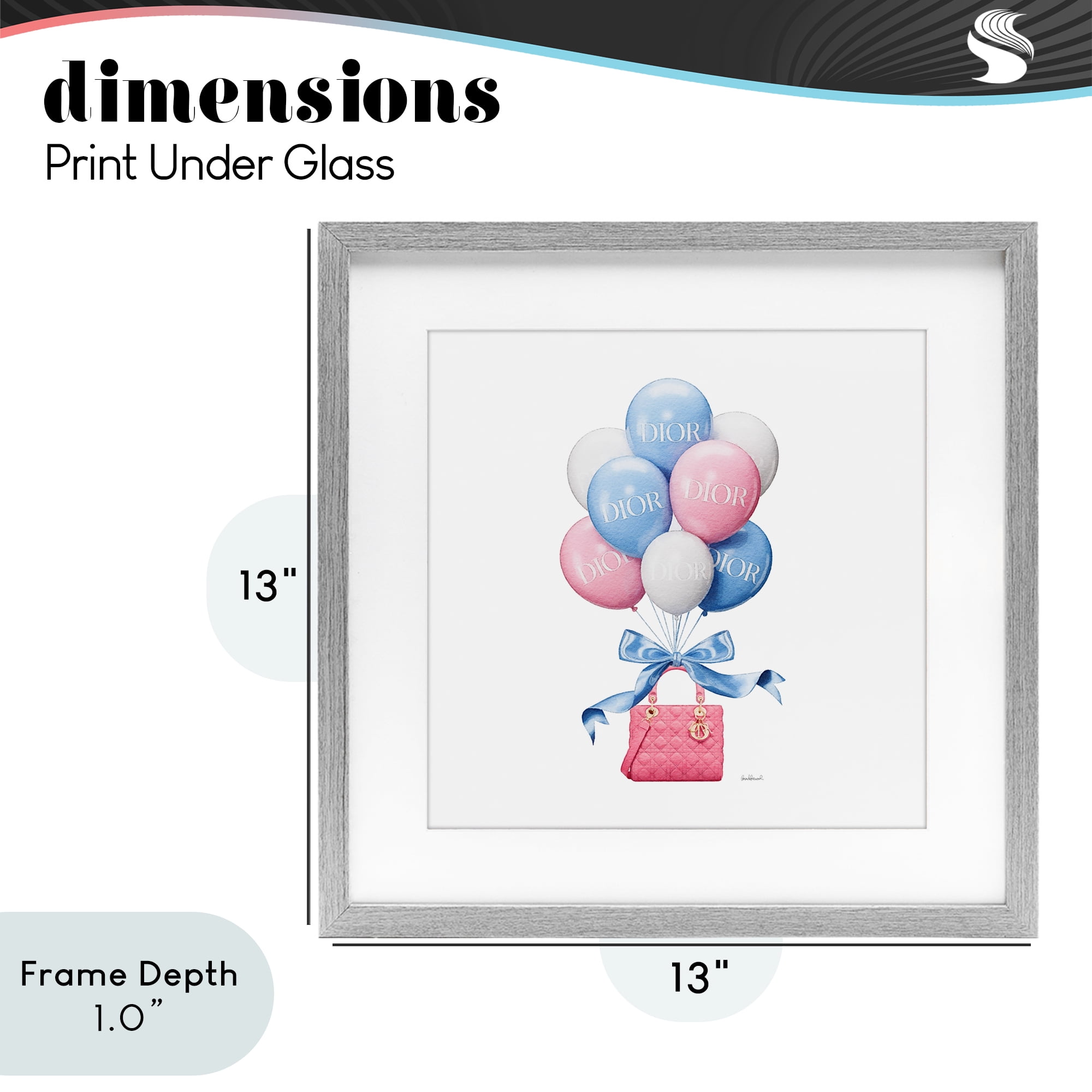 Stupell Industries Pink & Blue Handbag Balloons Gray Framed Print Under Glass, design by Amanda Greenwood