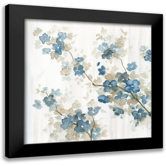 Nan 12x12 Black Modern Framed Museum Art Print Titled - Dogwood in Blue II