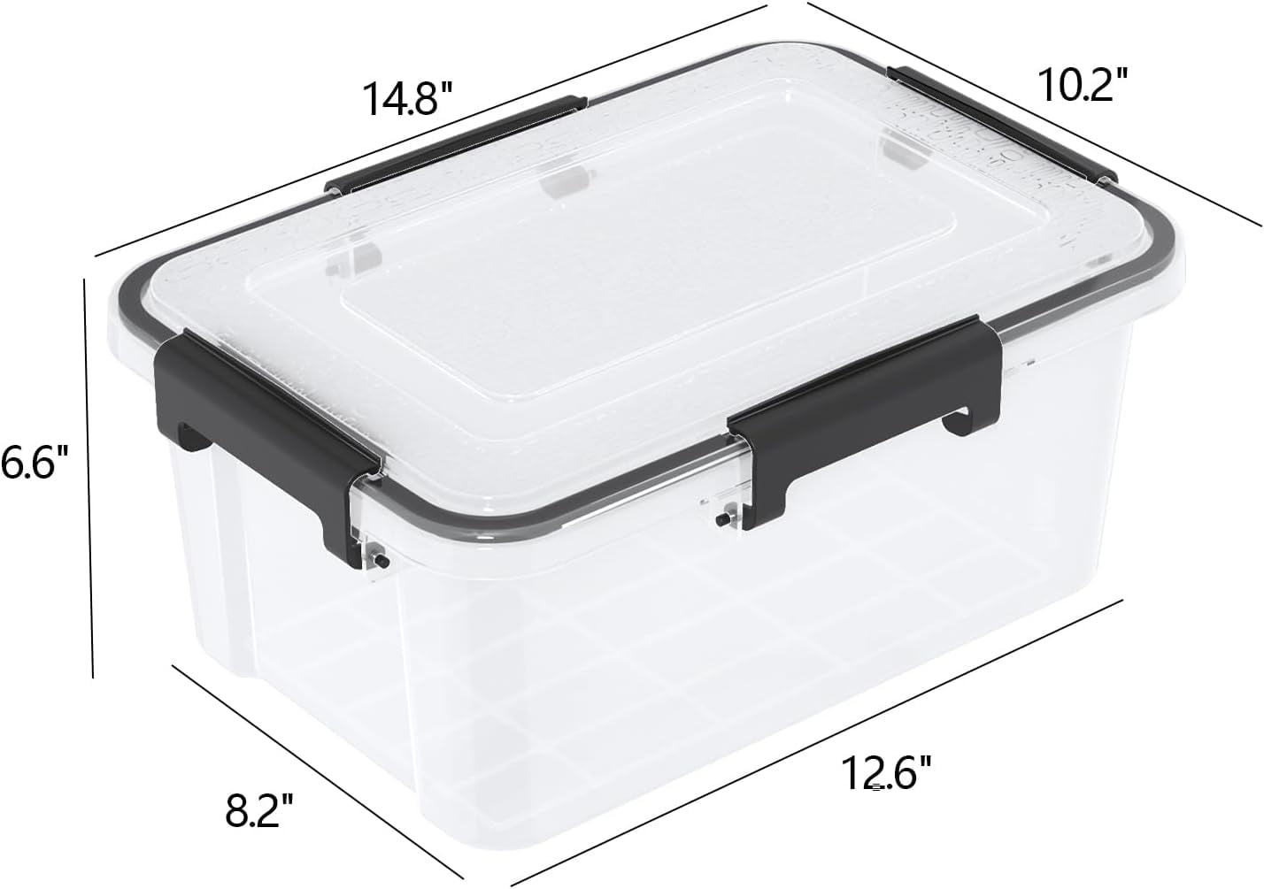 Jekiyo 10 Quart Airtight Stackable Storage Container for Food, 6 Packs Plastic Storage Box with Latching Lid