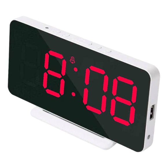 Reloj despertador digital moderno para escritorio o pared con temperatura, fecha, modo fin de semana, USB, fotosensible para habitación infantil. Rojo