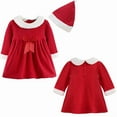 thumbnail image 4 of DPOIS Girls Christmas Santa Claus Bowknot Costume Dress with Hat Outfit Suit Xmas Gift, 4 of 7