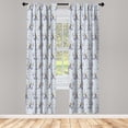 thumbnail image 3 of Ambesonne Horse Curtains, Animal Forms Flower Details, Pair of 28"x84", Lavender Blue Tan, 3 of 5