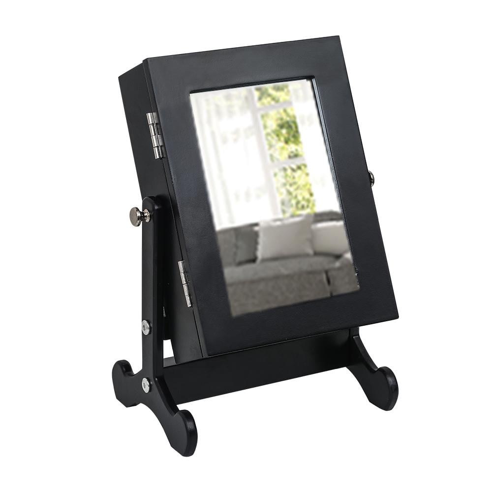 GoDecor Jewelry Cabinet Armoire with Mirror Organizer Chic Mounted Mirrored Multi-Storage Black