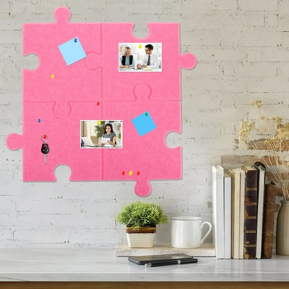 Masteelf 4 Pcs Felt Bulletin Board Cork Board Tiles Wall Puzzle Shape Pin Board Self Adhesive Photo Memos Display Board Pads