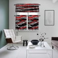 thumbnail image 5 of Abstract Art Kitchen Curtains Valances and Tiers Set of 3 Red Black Gray Lines Psychedelic Gradient Tier Curtains and Valance with Rod Pocket for Small Windows, 27.5"x36", 5 of 9