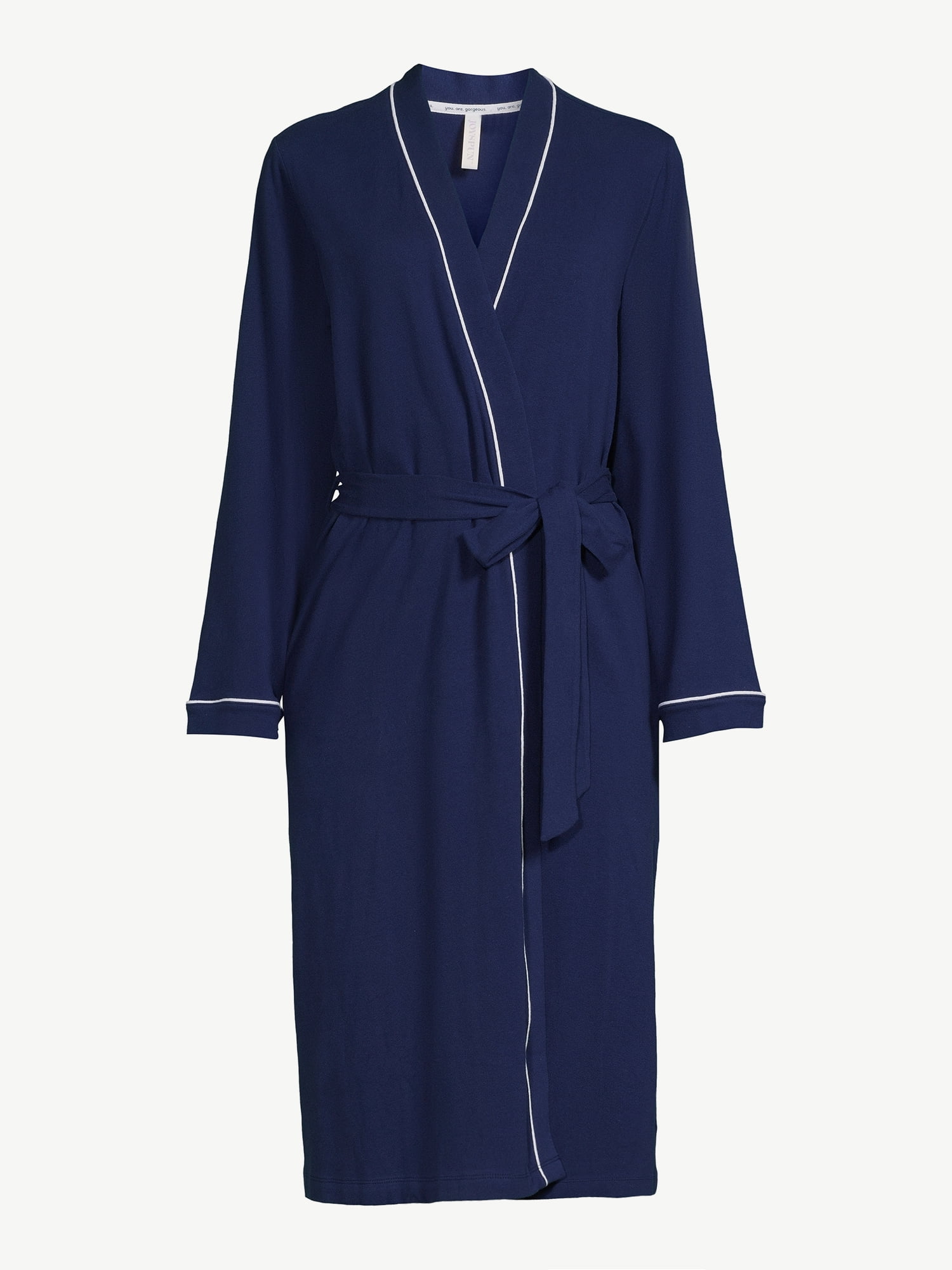 Joyspun Women's Cotton-Blend Wrap Robe with Long Sleeves, Sizes S-3X