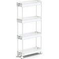 thumbnail image 4 of SOYO 4 Tier Slim Rolling Storage Cart Organizer, Mobile Shelving Unit Utility Cart Tower Rack for Kitchen Bathroom Laundry Narrow Places, White, 4 of 9