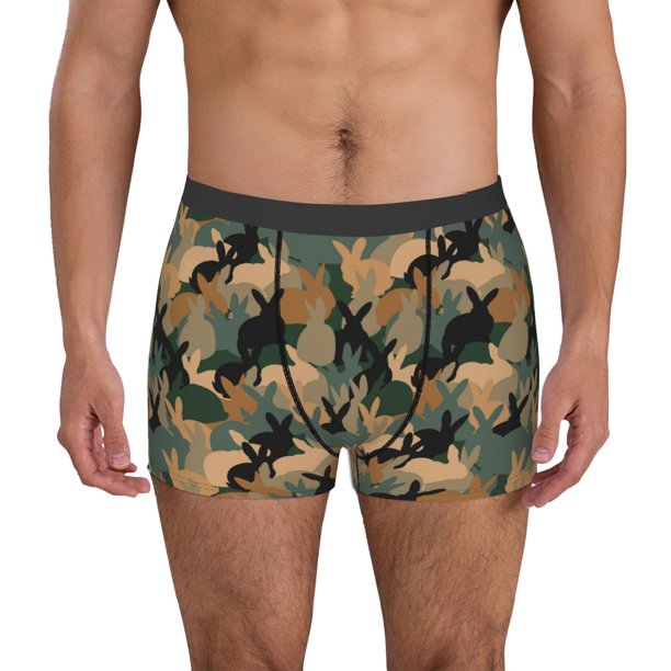 Fotbe Camouflage Rabbit Calzoncillos Tipo Boxer con Bolsa de Soporte Total para Hombre, X-Temp Fresco, Transpirable y de Secado Rápido-Large