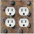 thumbnail image 1 of Metal Light Switch Plate Outlet Cover Image of Rusted Crosshatch MET004, 1 of 14