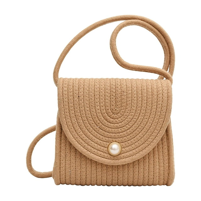 Bolso cruzado para mujer, bolso de hombro, bolso de compras elegante y moderno, bolso tejido portátil, bolso de playa para ta, primavera, trabajo Caqui
