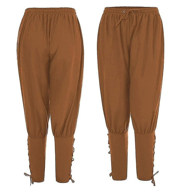 Men's Ankle Banded Pants Medieval Trousers Renaissance Pants Party Cosplay  Costume S-3XL